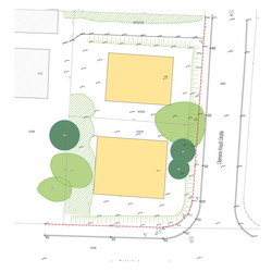 Bestandsplan mit Kataster, Gebäuden, Straßen und Höhenpunkten