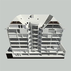 Grundrissplan mit Wänden, Fenstern, Türen und Höhekoten