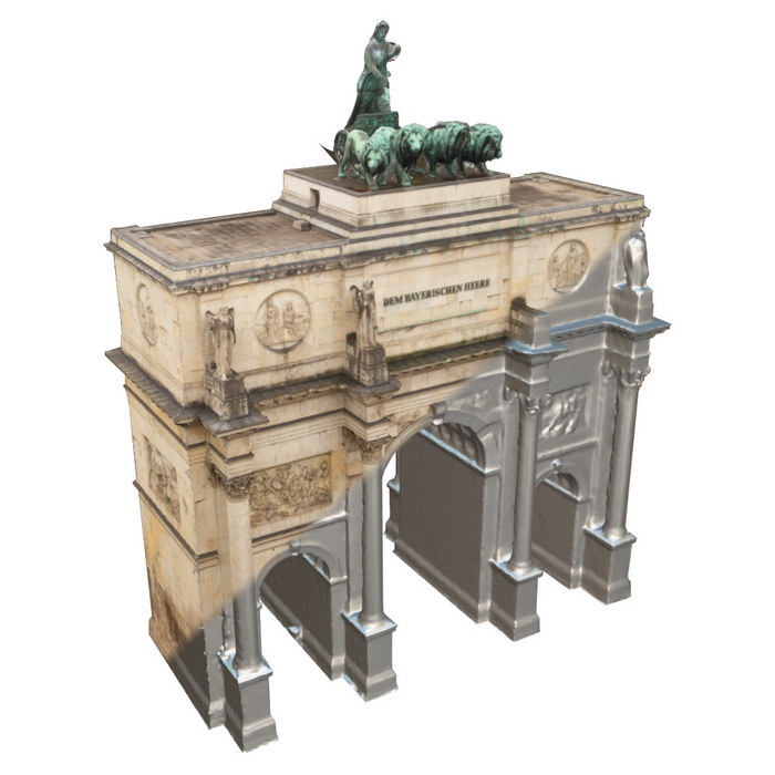 Siegestor als 3D-Modell mit aufgetragenen Echtfarben